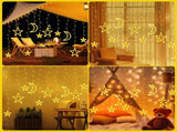 Solar Curtain Lights 138*LEDs, Star Moon Ramadan String Lights with 8 Lighting Mode, Waterproof V1366-AZ2-W-04178