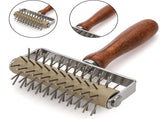 Set of 2 Pizza Dough Roller & Docker, Stainless Steel Hole Maker Puncher, Wooden Rolling Pin for V1259-DP01-A-3910