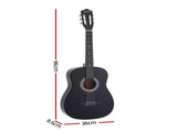 Alpha 38 Inch Acoustic Guitar Full Size Classical Cutaway Nylon String Black GUITAR-D-38FULL-BK