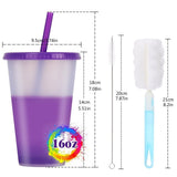 7 Packs Reusable Plastic Tumbler Bulk, 16oz Color Changing Tumblers with Lids and Straws, Cold Drink V1192-AZ-W-17609