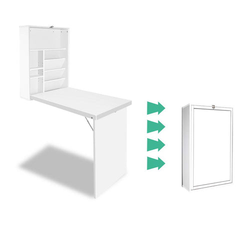 Artiss Computer Desk Bookshelf Wall Mount White DESK-WALL-WH