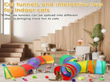 22pcs Cat Kitten Toys Set with 2 Collapsible Cat Tunnel and 20 Interactive Kitty Feather Toy,Fluffy V1369-AZ3-W-22249
