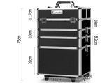 Embellir Makeup Case Beauty Trolley Cosmetic Organiser Box Travel Wheels Black CASE-MU-4T-081-BK