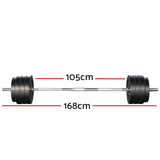 Everfit 78kg Barbell Set Weight Plates Bar Lifting Bench 168cm FIT-K-BB-SET-70KG