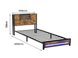 Levede Single Bed Frame Storage Headboard Industrial BF1066-S