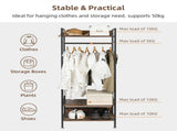 Rustic Wooden Clothes Garment Rail Open Hanging Display Shelf Shoe Rack Entryway V767-JJ-ZY728
