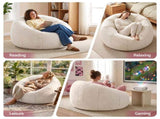 Artiss Bean Bag Chair Cover Soft Faux Fur Beanbag Cover Large Round Stuffed Animal BD-COVER-ROUND-BE