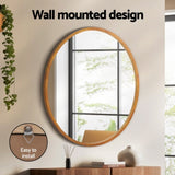 Embellir Wall Mirror Wooden Makeup 80cm MM-E-WALL-ROU-WOOD-80