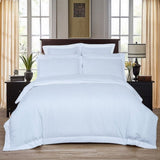 1000TC Ultra Soft Striped King Size White Duvet Quilt Cover Set V493-NK-01