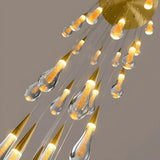 BAMDECOR LT12 18-Heads Solid Crystal Rain drop Chandelier High Ceiling Foyers Entrance Chandeliers V255-BAM-LT12-18-GOLD