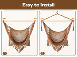 Gardeon Hammock Chair Camping Hanging Chair with Spreader Bar Tassels Brown HM-CHAIR-MESH-BR