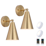 Modern Gold Battery Operated Wall Sconces Set of 2, Remote Dimming, Dual Color, Adjustable V1263-JX-5787