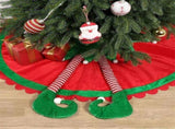 48 Inch Elf Christmas Tree Skirt with Candy Striped Legs and Wavy Trim, Christmas Decoration V1263-JX-1605