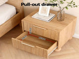 Artiss 2x Bedside Table Round Legs 2 Drawers Pine FUR-Z-BS-03-WDX2
