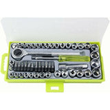 50 pcs 1/4" 3/8" Socket Wrench Set Reversible Ratchet Handle Drive 12 pcs Hexagon Screw Bits V1188-MS-227-2824