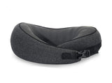 Dark Gray Buckle Tape Memory Foam U-Shaped Neck Pillow - Snail Travel Cushion for Airplane, Office V888-ELOSUNG13354