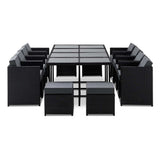 Gardeon Outdoor Dining Set 13 Piece Wicker Table Chairs Setting Black FF-DINING-13-BK-ABCDE