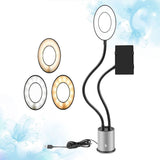Phone Stand Holder with Selfie Light, White Metal Adjustable Desk Lamp, 1 Set V1369-AZ3-W-13450