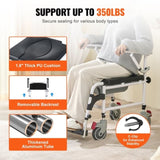 VEVOR Shower Commode Wheelchair with 4 Lockable Wheels, Footrests, Flip-up Arms, 3-Level Adjustable V952-YLBKSLLJSJTBTD6C8V0