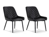 Artiss 2x Dining Chairs Retro PU Leather Kitchen Lounge Cafe Accent Chair Black DINC-B-B02-BKX2