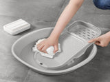 Mini Washboard 2 in 1 Portable Nonslip Plastic Washing Laundry Board with Soap Holder for Home V1294-YM0901-3117240222611