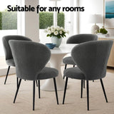Artiss 4x Dining Chairs Sherpa Boucle Wing Back Grey UPHO-C-DIN-2514-GYX4