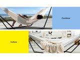 Gardeon Hammock Bed with Stand Outdoor Camping Hammocks Steel Frame HM-BED-KIT-U-S-CREAM