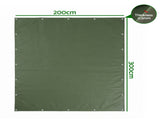 Instahut 2x3m Tarp Tarpaulin 600GSM Camping Canvas Heavy Duty Water Resistant TARP-GR-2X3