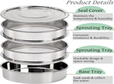 9" Stackable Stainless Steel Seed Sprouting Kit, 3-Tier Mesh Germination Tray, Sprout Grower with V1259-DP01-A-872
