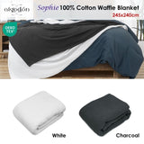 Algodon Sophie Cotton Waffle Blanket Queen 245x240cm White V442-INT-BLANKET-SOPHIEWAFFLE-WHITE-QS