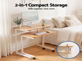 Artiss Mobile Laptop Desk Set 2-In-1 C-Shaped Nesting Table Oak LA-DESK-C-SET-LW