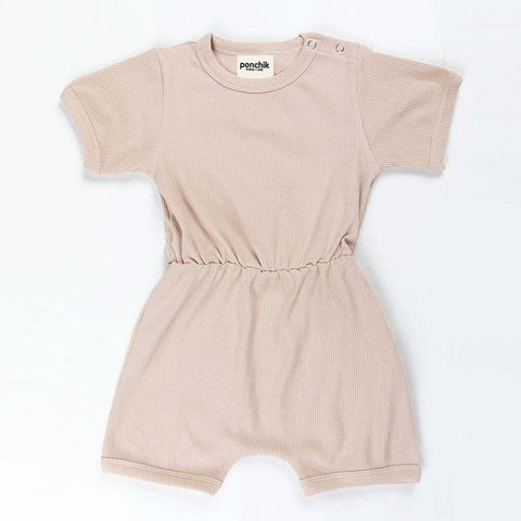 Ponchik Babies + Kids - Ribbed Cotton Romper - Sugar Cookie - 0-3 months V563-RIBROMPER-SCOOKIE-0_3