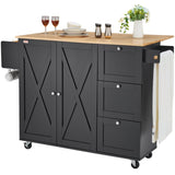VEVOR Kitchen Island Cart Rolling Storage Cabinet on Wheel with Drawer & Shelves V952-QFBYDKCFD3XJC3ZMWV0