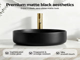 Cefito Bathroom Basin Ceramic Vanity Sink Vessel Bowl Wash Matte Black Round Countertop CB-8017-BK