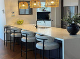 Sleek White Quartz Metal Boucle Elsa Bar Stools V264-DNC-417B-MCR-02-1