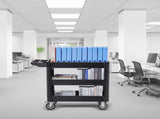 Utility Service Cart, 550 LBS Laod Capacity, 3 Shelf Heavy Duty Plastic Rolling Utility Cart with V952-DXSLSYTCDXCX3K5H9V0