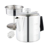 Multi Use Percolator Coffee Pot with Heat Glass Knob & Silica Gel Handle, for Indoor Induction V1192-AZ-W-22795