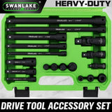 SWANLAKE 18Pcs Drive Tool Accessory Set Extension Bars Impact Universal Joint V465-66145