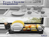 Dish Drying Rack - Multi-Functional Dish Rack for Kitchen Counter with Cutlery Holder, Rust-Proof V1106-COLORBLACK