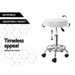 Artiss 2x Salon Stool Round Swivel Chair White SALON-B-RD-WHX2