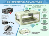 Foldable Hard Cat Carrier, Transparent Pet Crate for Cats & Small Dogs, Collapsible Travel Kennel V1107-136-47040-WHT