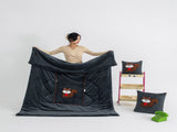 Rock Gray Little Squirrel - 2-in-1 Foldable Car Pillow Blanket - Cozy 40x40cm Pillow, Unfolds to V888-ELOSUNG33447