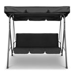 Gardeon Outdoor Swing Chair Garden Bench Furniture Canopy 3 Seater Black GSC-MAJKA-3S-BK