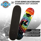 Kryptonics 31-inch Star Series Complete Skateboard Rainbow Dot BS-171337-RD