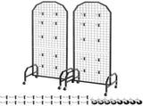 2 Packs Grid Wall Panels, 600 x 1640mm Wire Grid Panels Display Rack, Movable Art Display Shelf with V952-LSWGQ6070INC4OEUO001V0