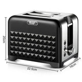 2-Slice Retro Toaster with Diamond Textured Finish, Stainless Steel Body, and Removable Crumb Tray V1341-ZY-XQGXWPV3-BLACK