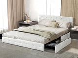 Levede Queen Bed Frame Tufted 4 Drawer BF1052-Q-CR