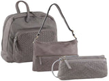 3Pc Set Pierre Cardin Womens Woven Leather Backpack Cross-Body Bags - Sky Blue V563-PC-SBLUE-3X