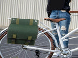 Large Capacity Green Vintage Canvas Bike Side Saddle Bag Motorcycle Gear Pouch for Cycling V1192-AZ-W-28374