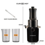EUROCHEF Cold Press Slow Juicer Machine, Large Chute, 200W, Charcoal Grey V219-INCJCPEC15KA